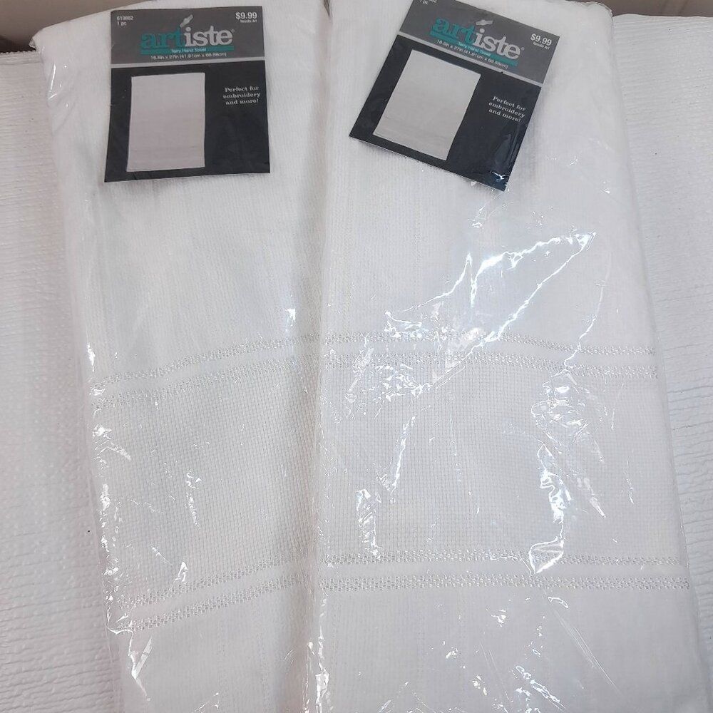 NEW‎ Artiste set 2 Terry Hand Towels white for Embroidery Cross Stitch 16.5x27"
